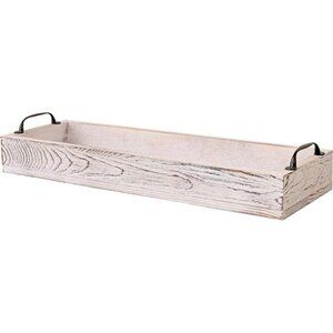 Rustic Wooden Serving Trays Rectangular with Handle,Ottoman Tray for Living Room